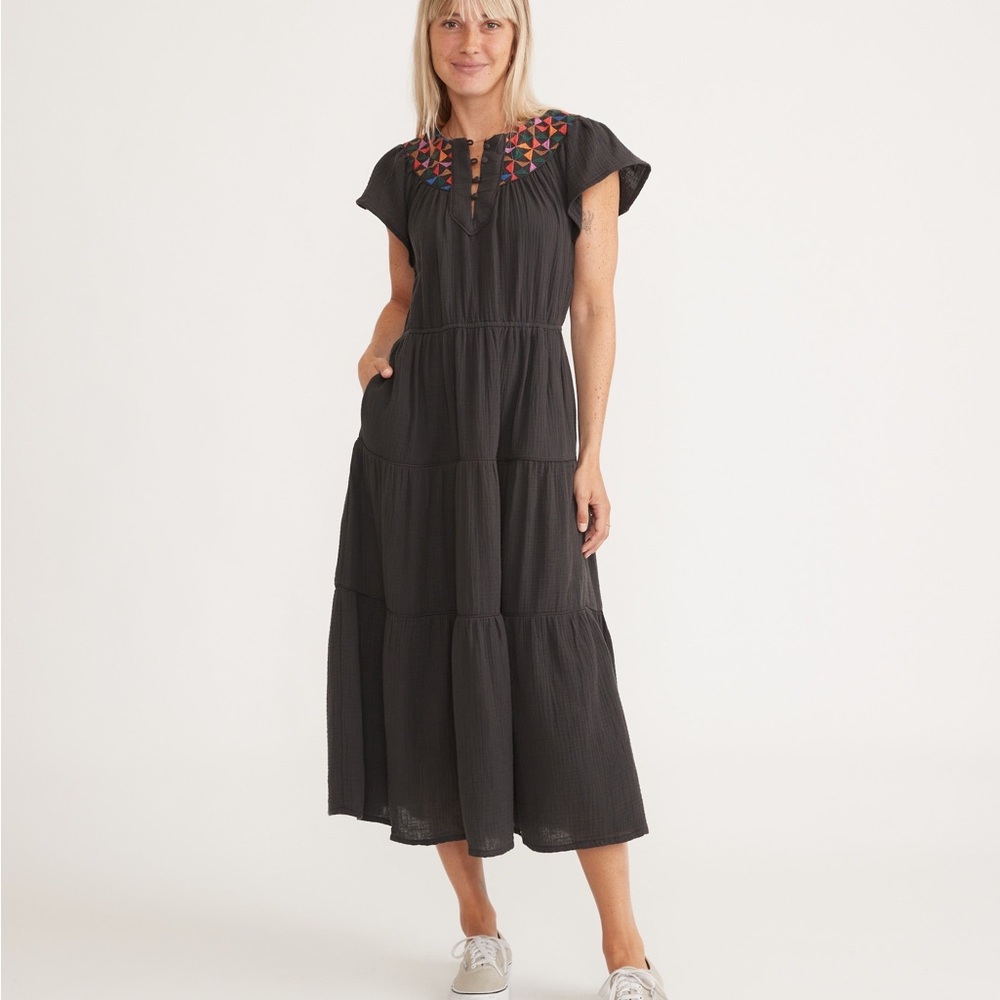 Marine Layer NWT Leticia Embroidered Dress Maxi S L109-180 - Picture 4 of 6